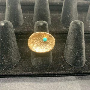 Melinda Maria Textured Gold Oval with Turquoise